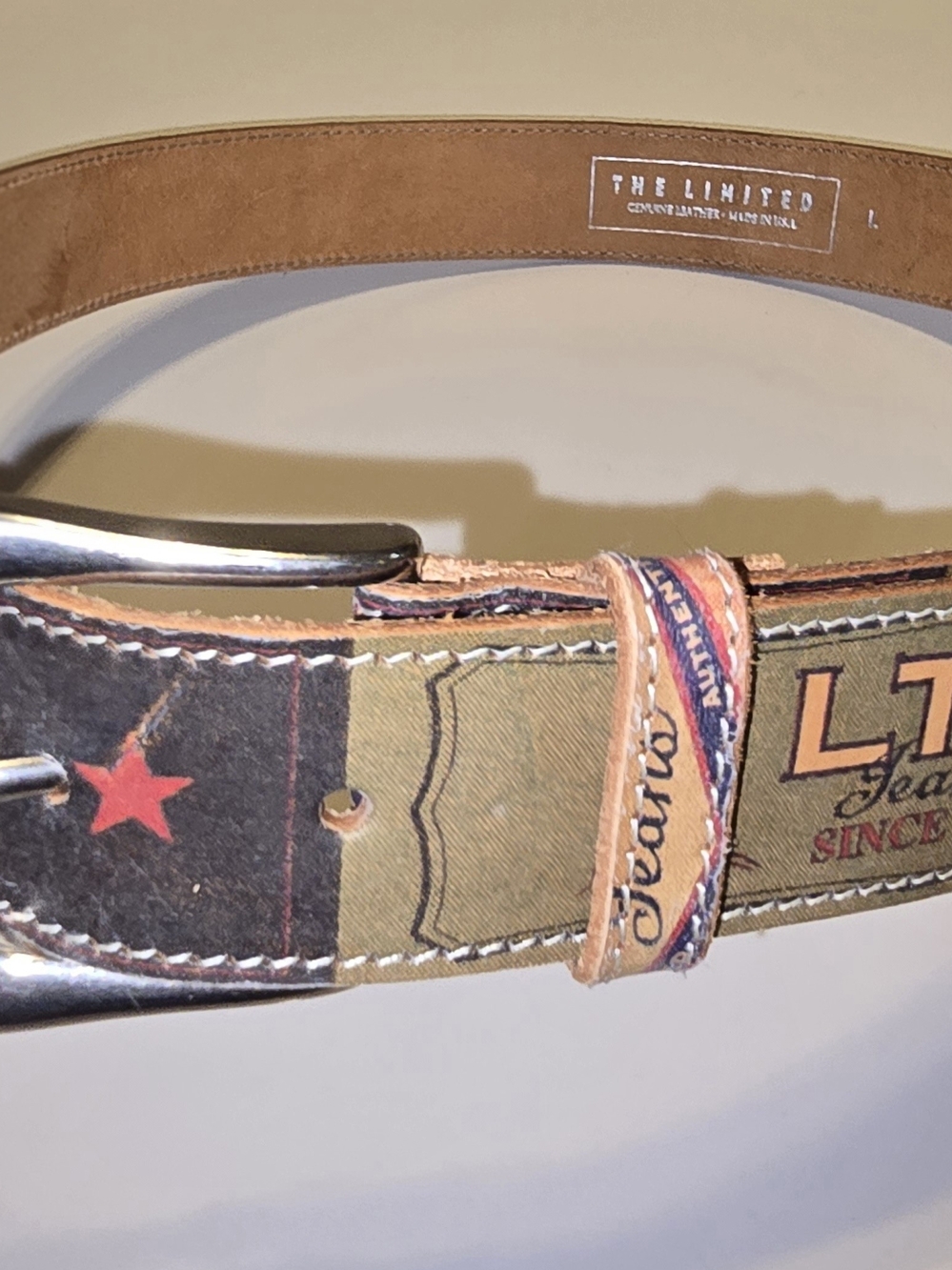 The Limited Men’s Printed Canvas Leather Belt - Tan